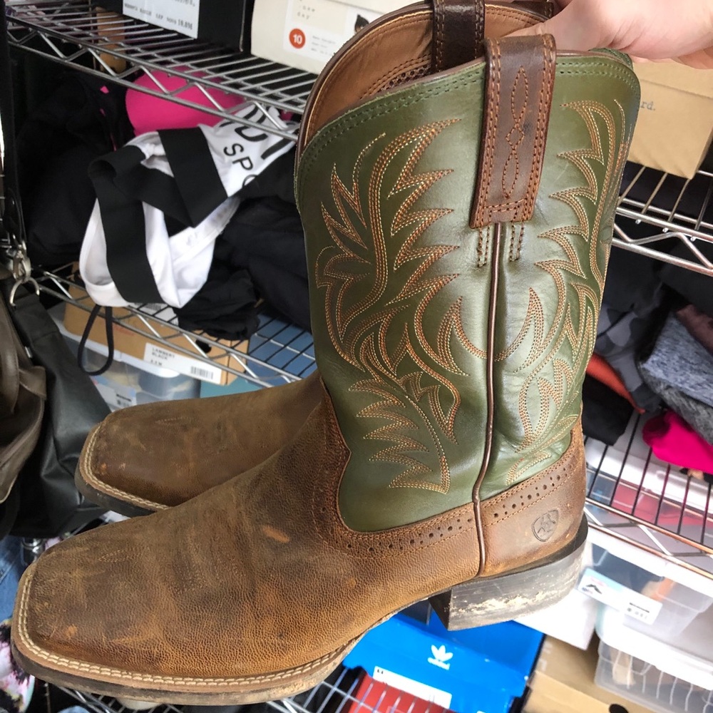 Worn Ariat boots